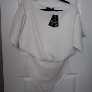QUIZ White Boat Neck Bodysuit